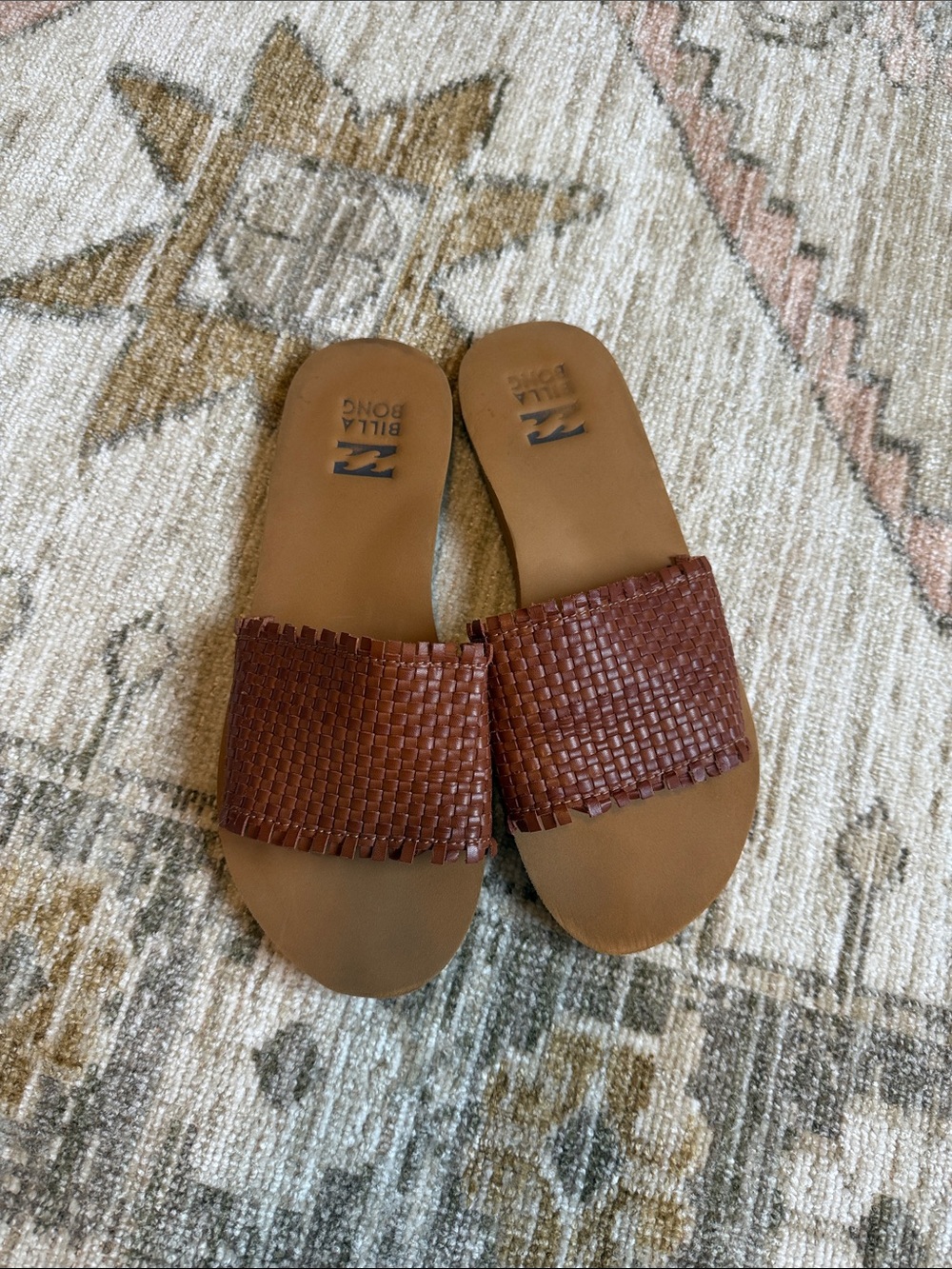 Billabong Brown Woven Slide Sandals for Kids